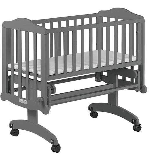 Bedroom > Baby & Kids - Grey Rock A Bye Baby Glider Cradle With Locking Casters And Crib Mattress