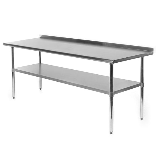 Kitchen > Utility Tables & Workbenches - Stainless Steel 72 X 24 Inch Kitchen Prep Work Table With Backsplash