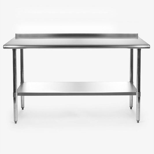 Kitchen > Utility Tables & Workbenches - Stainless Steel 60 X 24 Inch Heavy Duty NSF Certified  Work Bench Prep Table With Backsplash