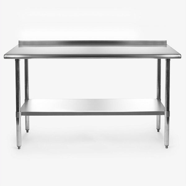 Kitchen > Utility Tables & Workbenches - Stainless Steel 60 X 24 Inch Heavy Duty NSF Certified  Work Bench Prep Table With Backsplash