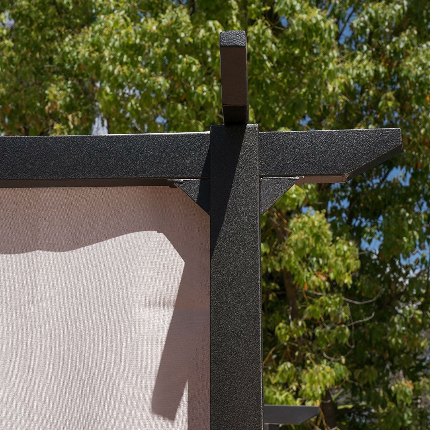 Outdoor > Gazebos & Canopies - Outdoor Patio Steel Frame Gazebo Pergola With Grey Water Resistant Sun Shade