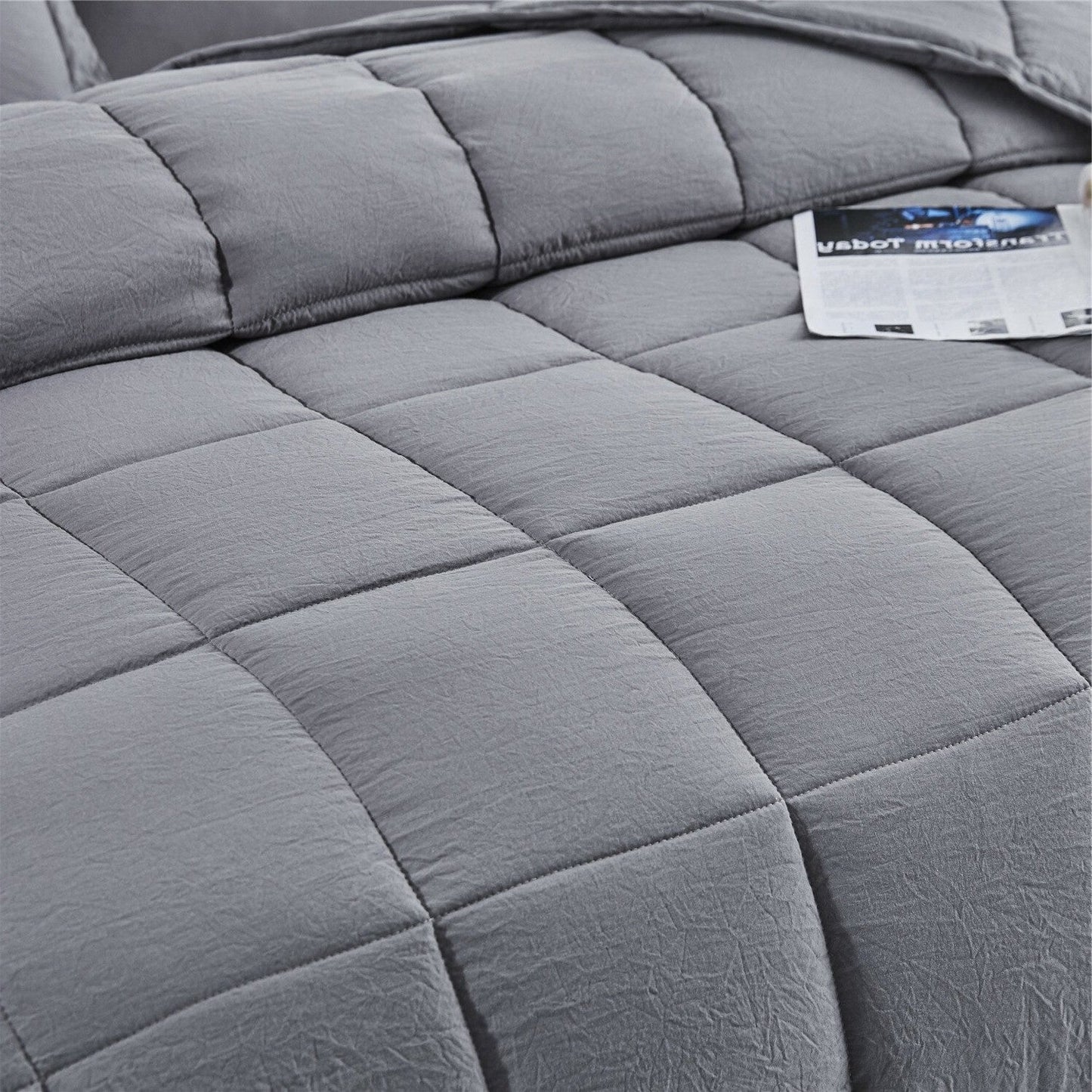 Bedroom > Comforters And Sets - Queen Size Grey 3 Piece Microfiber Reversible Comforter Set