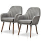 Living Room > Accent Chairs - Set Of 2 Retro Grey Linen Upholstered Accent Chair With Stylish Wood Legs