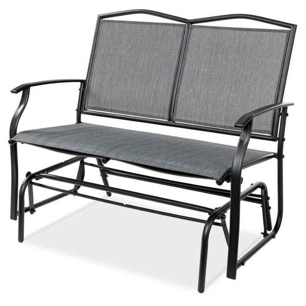 Outdoor > Outdoor Furniture > Porch Swings And Gliders - 2 Seater Mesh Patio Loveseat Swing Glider Rocker With Armrests In Grey