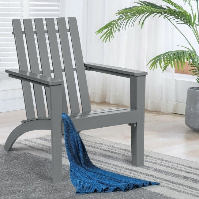 Outdoor > Outdoor Furniture > Adirondack Chairs - Indoor/Outdoor Acacia Wood Adirondack Lounge Armchair - Grey