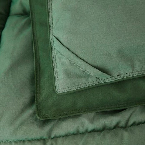 Bedroom > Comforters And Sets - Twin/Twin XL Traditional Microfiber Reversible 3 Piece Comforter Set In Green