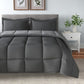 Bedroom > Comforters And Sets - Twin/Twin XL Traditional Microfiber Reversible 3 Piece Comforter Set In Grey