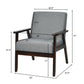 Living Room > Accent Chairs - Retro Modern Classic Grey Linen Wide Accent Chair With Espresso Wood Frame