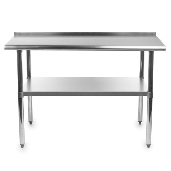 Kitchen > Utility Tables & Workbenches - Heavy Duty 48 X 24 Inch Stainless Steel Kitchen Prep Work Table With Backsplash