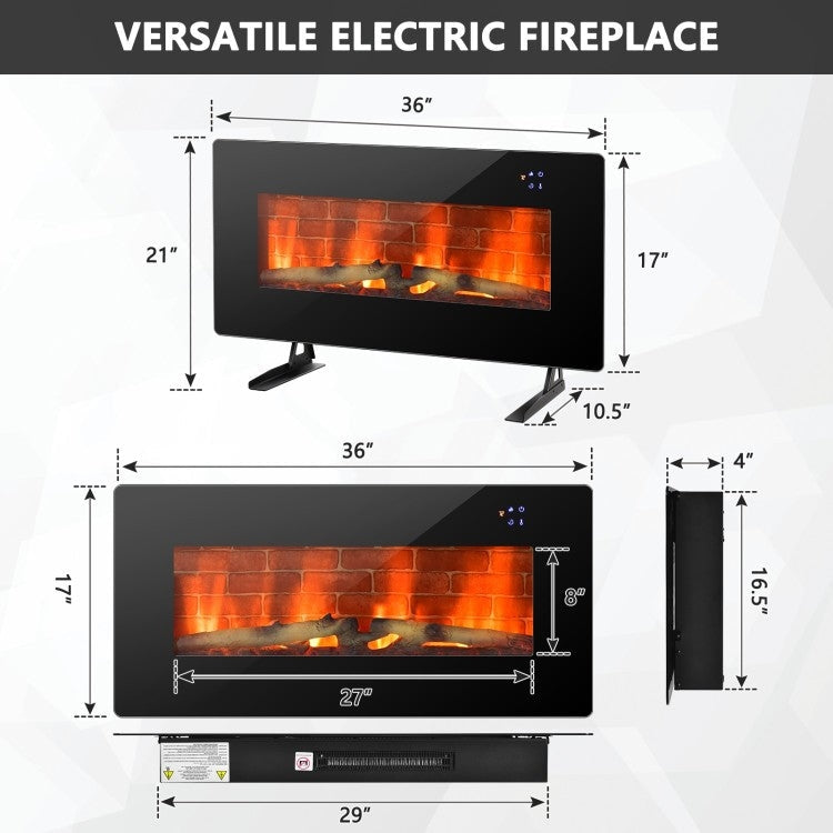 Accents > Electric Fireplaces - 36 In Electric Wall Mounted/Freestanding Fireplace W/ Remote Control