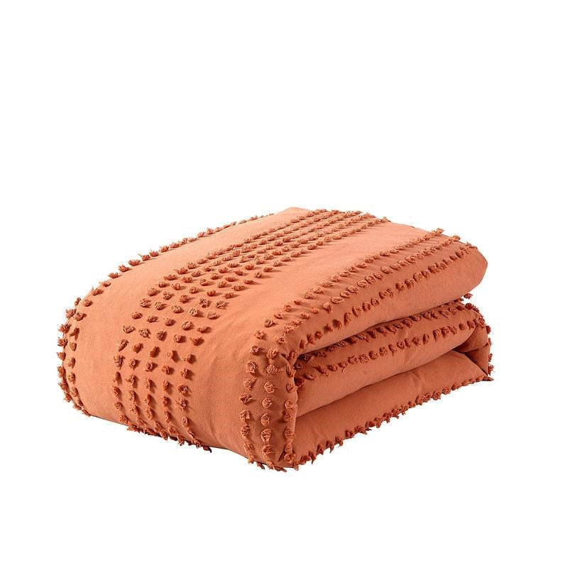Bedroom > Comforters And Sets - Full/Queen 5-Piece 100-Percent Cotton Clip Dot Comforter Set In Brick Orange
