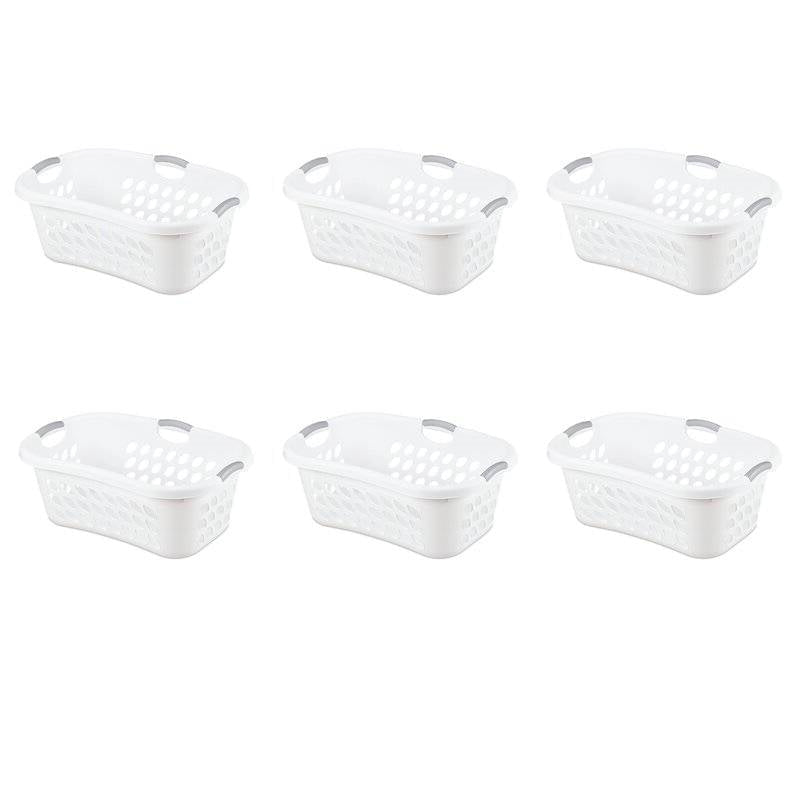 Bathroom > Laundry Hampers - Set Of 6 White Laundry Baskets W/ Carry Handles