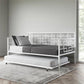 Bedroom > Bed Frames > Daybeds - Contemporary White Metal Daybed Frame With Twin Pull-Out Trundle Bed