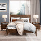 Bedroom > Bed Frames > Platform Beds - Queen Size Rustic Walnut Mid Century Slatted Platform Bed