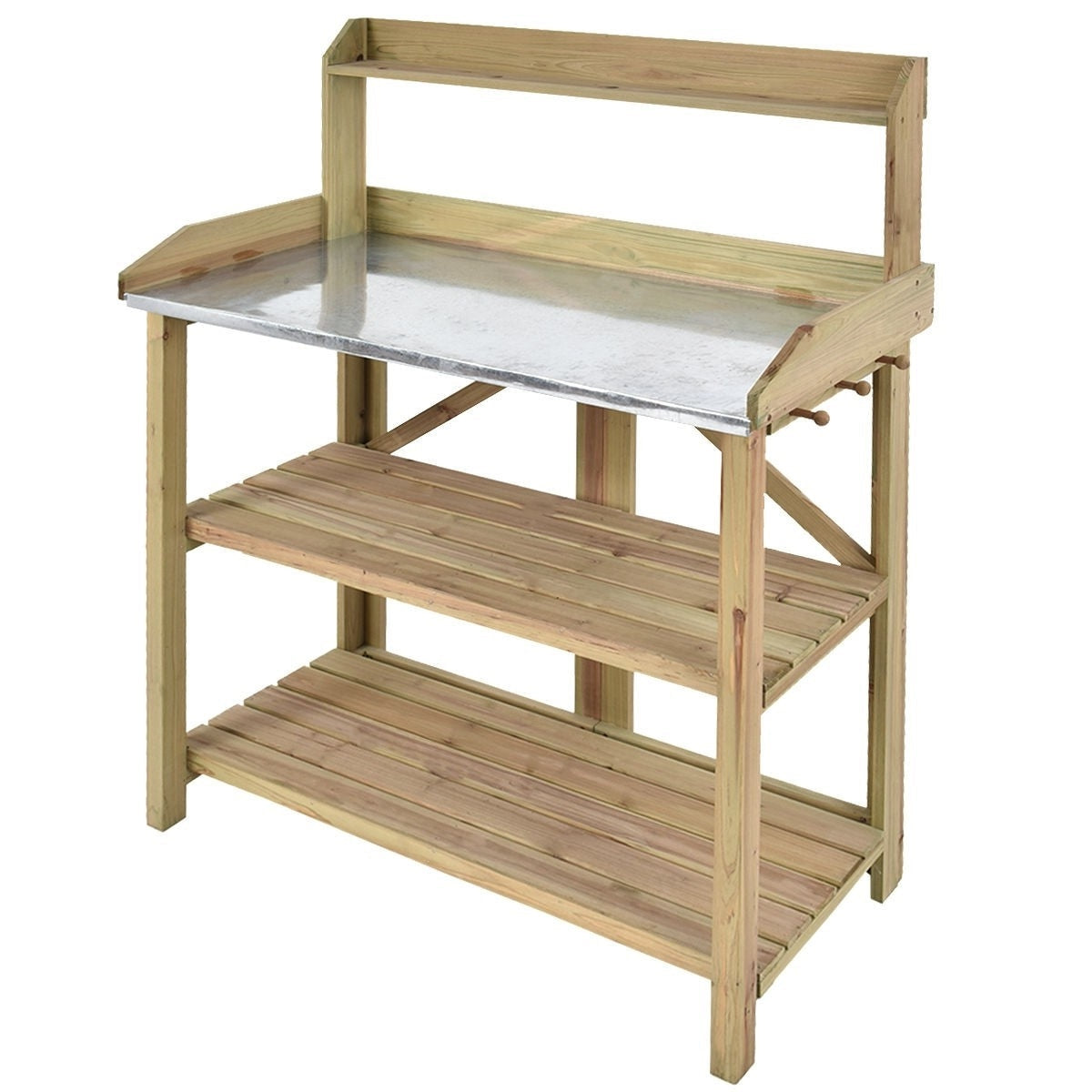 Outdoor > Gardening > Potting Benches - Outdoor Garden Workstation Potting Bench With Metal Top