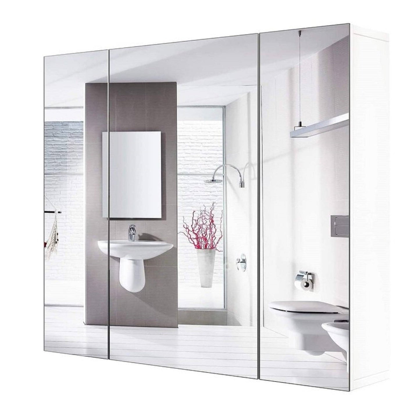 Bathroom > Bathroom Cabinets - Modern 3-Door Wall Mounted Medicine Cabinet Bathroom Mirror Cupboard