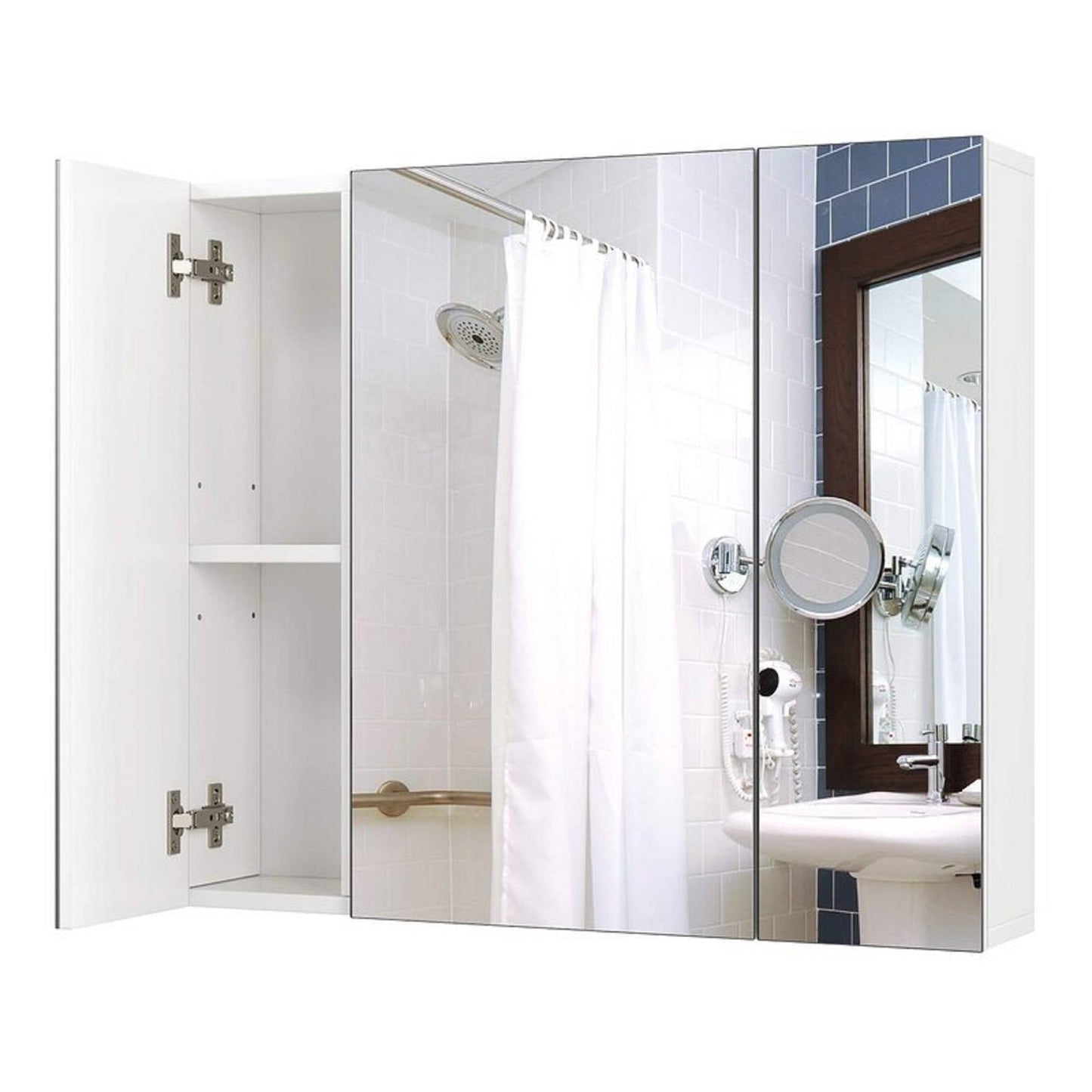 Bathroom > Bathroom Cabinets - Modern 3-Door Wall Mounted Medicine Cabinet Bathroom Mirror Cupboard