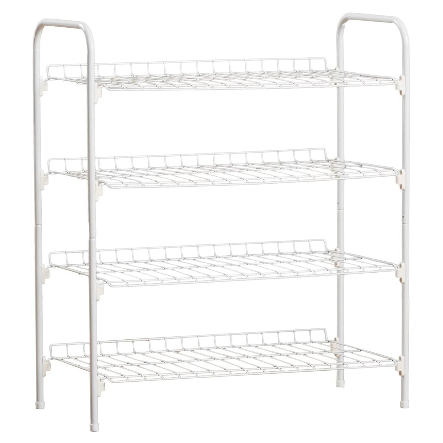 Accents > Shoe Racks - White Metal 4-Shelf Shoe Rack - Holds Up To 9 Pair Of Shoes
