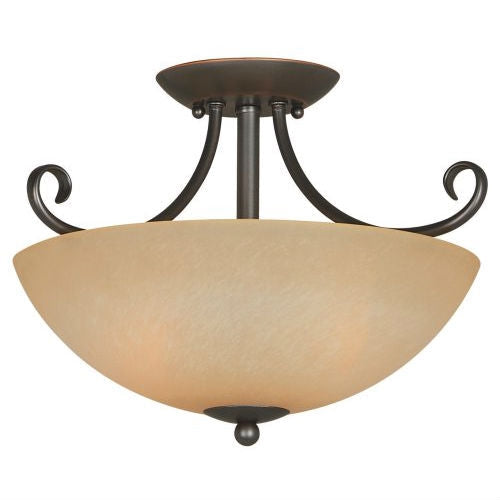 Lighting > Ceiling Lights & Pendant Lighting - Ceiling Light Fixture 14.5 X 10-inch Classic Bronze With Amber Glass