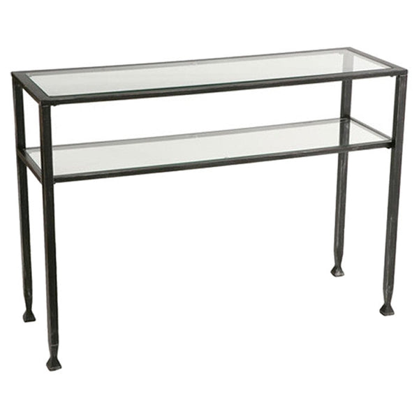 Living Room > Console & Sofa Tables - Metal Glass Top Sofa Table Occasional Console Table With Shelf