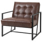Living Room > Accent Chairs - Retro Tufted Faux Leather Metal Frame Accent Chair - Brown