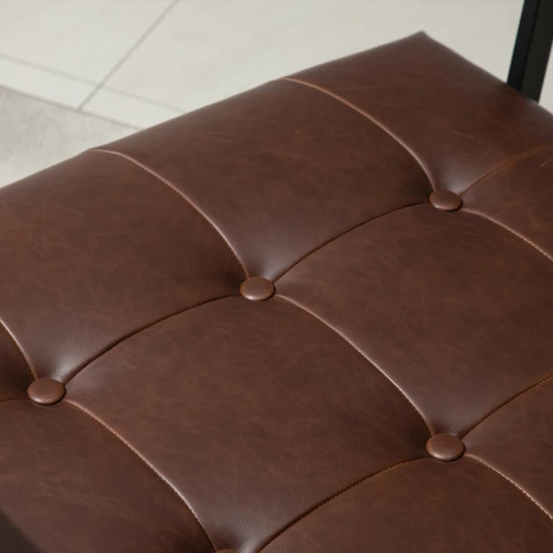 Living Room > Accent Chairs - Retro Tufted Faux Leather Metal Frame Accent Chair - Brown