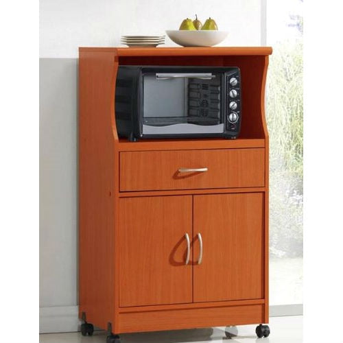 Kitchen > Kitchen Carts - Mahogany Wood Finish Kitchen Cabinet Microwave Cart