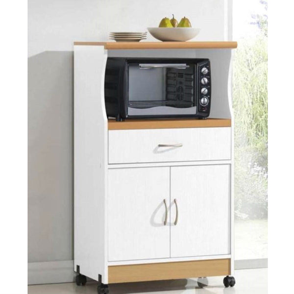 Kitchen > Kitchen Carts - White Kitchen Utility Cabinet Microwave Cart With Caster Wheels