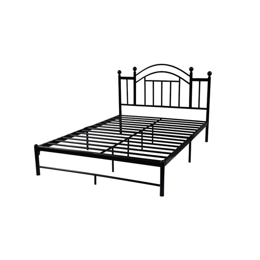 Bedroom > Bed Frames > Platform Beds - Queen Size Black Metal Platform Bed Frame With Arch Style Headboard