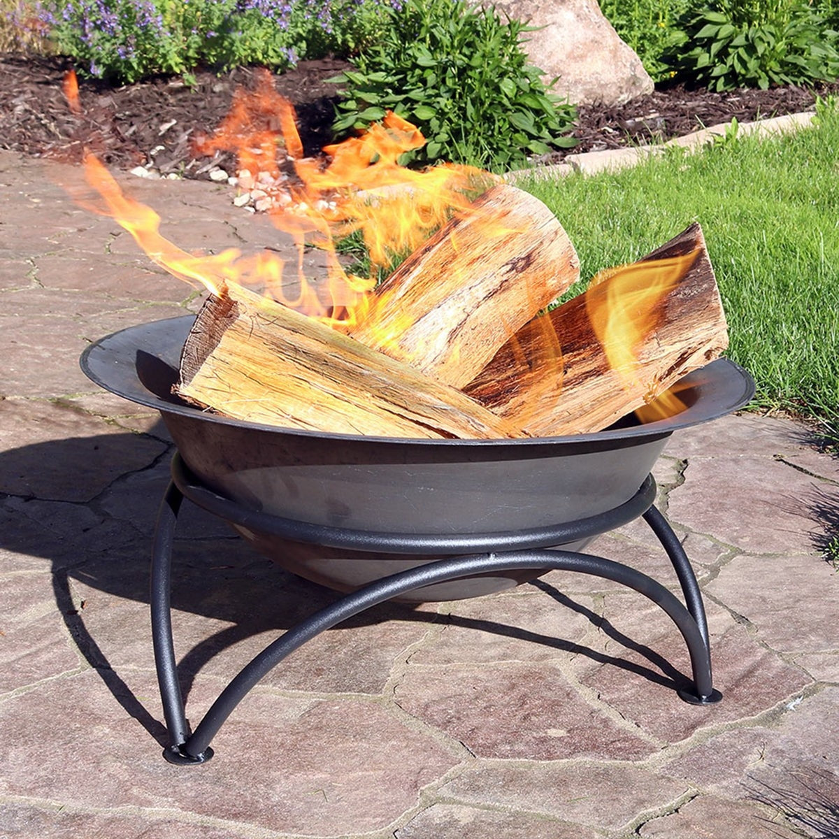 Outdoor > Outdoor Decor > Fire Pits - 23.5 Inch Wood-Burning Small Cast Iron Fire Pit Bowl With Stand