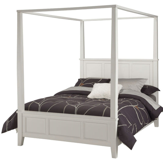 Bedroom > Bed Frames > Canopy Beds - Queen Size Canopy Bed In Contemporary White Wood Finish