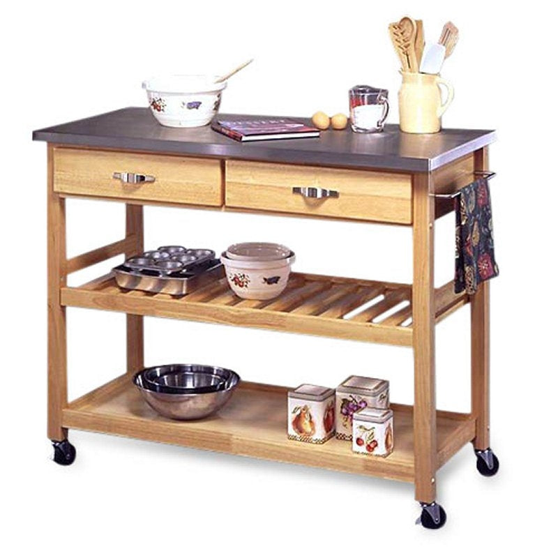 Kitchen > Utility Tables & Workbenches - Stainless Steel Top Kitchen Cart Utility Table With Locking Wheels