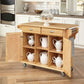 Kitchen > Kitchen Carts - Natural Wood Finish Kitchen Island Cart With Locking Casters