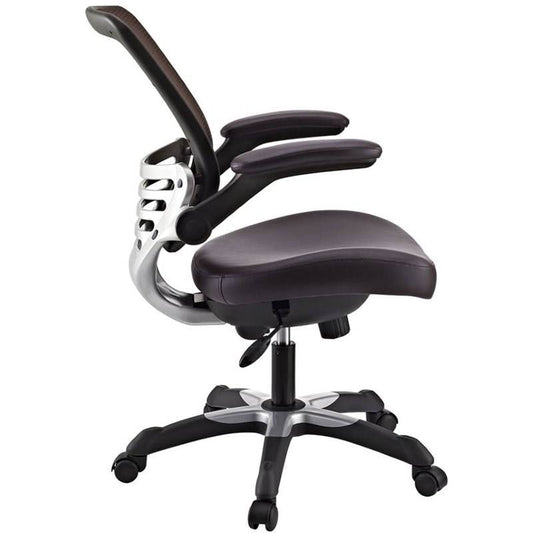 Office > Office Chairs - Modern Brown Mesh Back Ergonomic Office Chair  With Flip-up Arms