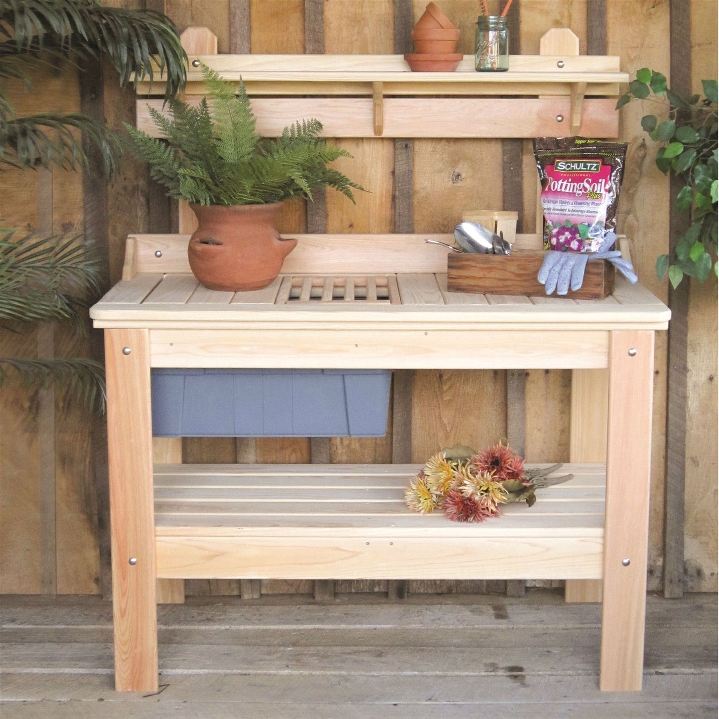 Outdoor > Gardening > Potting Benches - Wooden Potting Bench Garden Table  - Made In USA