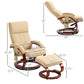 Living Room > Recliners And Chaise Lounge - Adjustable Beige Faux Leather Electric Remote Massage Recliner Chair W/ Ottoman