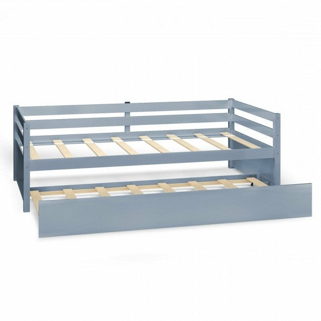 Bedroom > Bed Frames > Platform Beds - Twin/Twin Dorm Style Trundle Daybed Platform Bed Frame In Grey