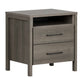 Bedroom > Nightstand And Dressers - Modern Grey 2 Drawer Nightstand Cubby Storage Shelf