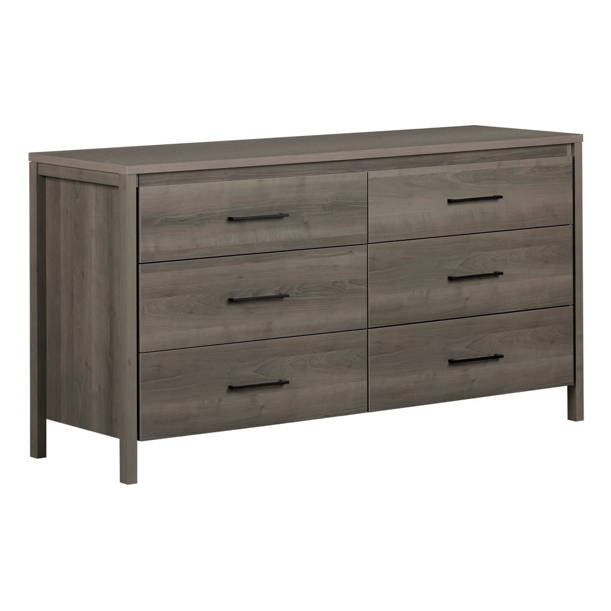 Bedroom > Nightstand And Dressers - Modern Grey 6 Drawer Double Dresser