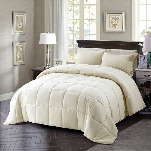 Bedroom > Comforters And Sets - Full/Queen Traditional Microfiber Reversible 3 Piece Comforter Set In Ivory