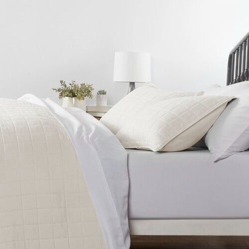 Bedroom > Quilts & Blankets - 3 Piece Microfiber Farmhouse Coverlet Bedspread Set Ivory, Full/Queen