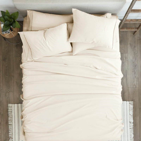 Bedroom > Sheets And Sheet Sets - Full Size Ivory Beige 6-Piece Wrinkle Resistant Microfiber/Polyester Sheet Set