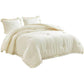 Bedroom > Comforters And Sets - Full Size Ivory Microfiber 3-Piece Comforter Set With Ruffled Edge Trim