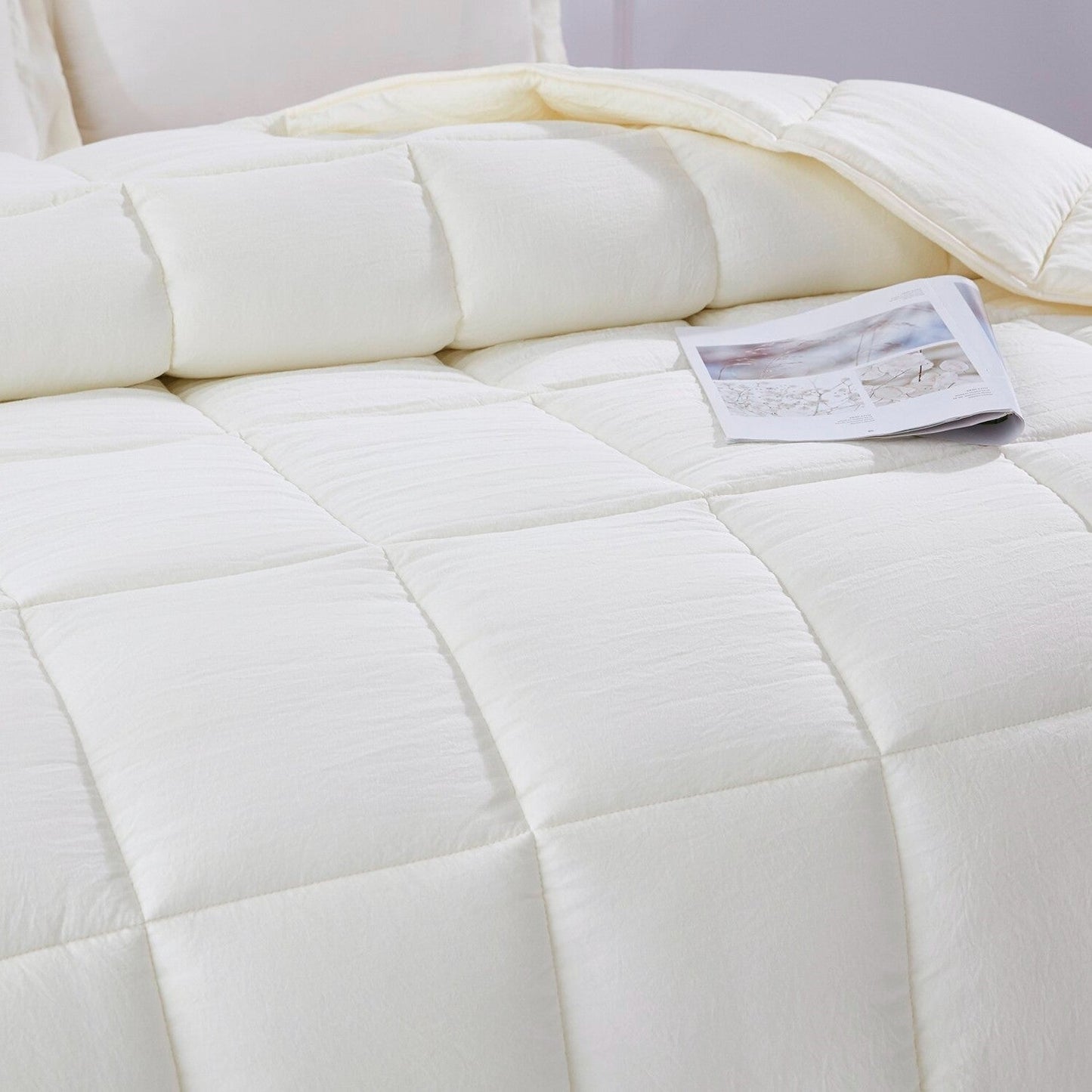 Bedroom > Comforters And Sets - King Size Off White 3 Piece Microfiber Reversible Comforter Set