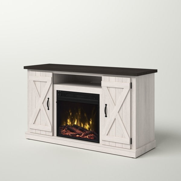 Temporarily Paused Products - FarmHouse Rustic Ivory/Espresso TV Entertainment Electric Fireplace