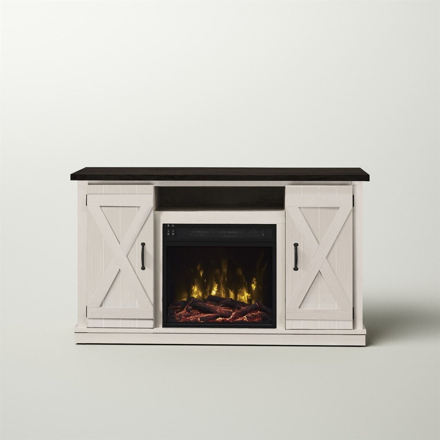 Temporarily Paused Products - FarmHouse Rustic Ivory/Espresso TV Entertainment Electric Fireplace