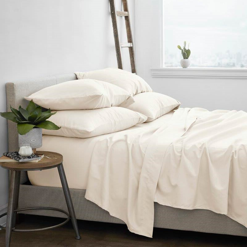 Bedroom > Sheets And Sheet Sets - Twin Ivory Beige 4-Piece Soft Wrinkle Resistant Microfiber/Polyester Sheet Set