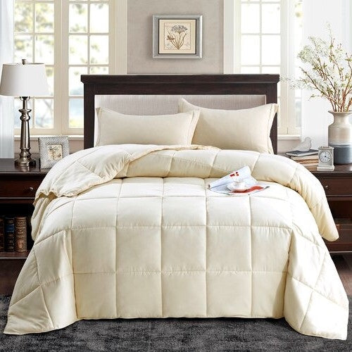 Bedroom > Comforters And Sets - Twin/Twin XL Traditional Microfiber Reversible 3 Piece Comforter Set In Ivory