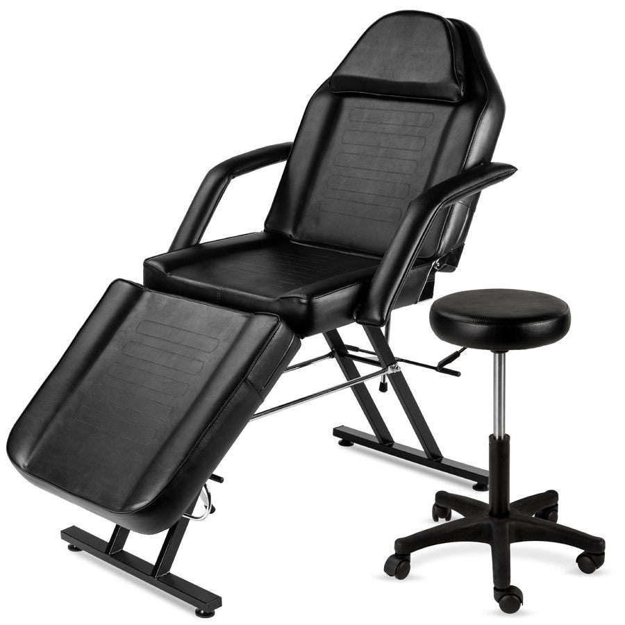Accents > Massage Tables - Black Adjustable Massage Bed Salon Chair W/ Hydraulic Stool