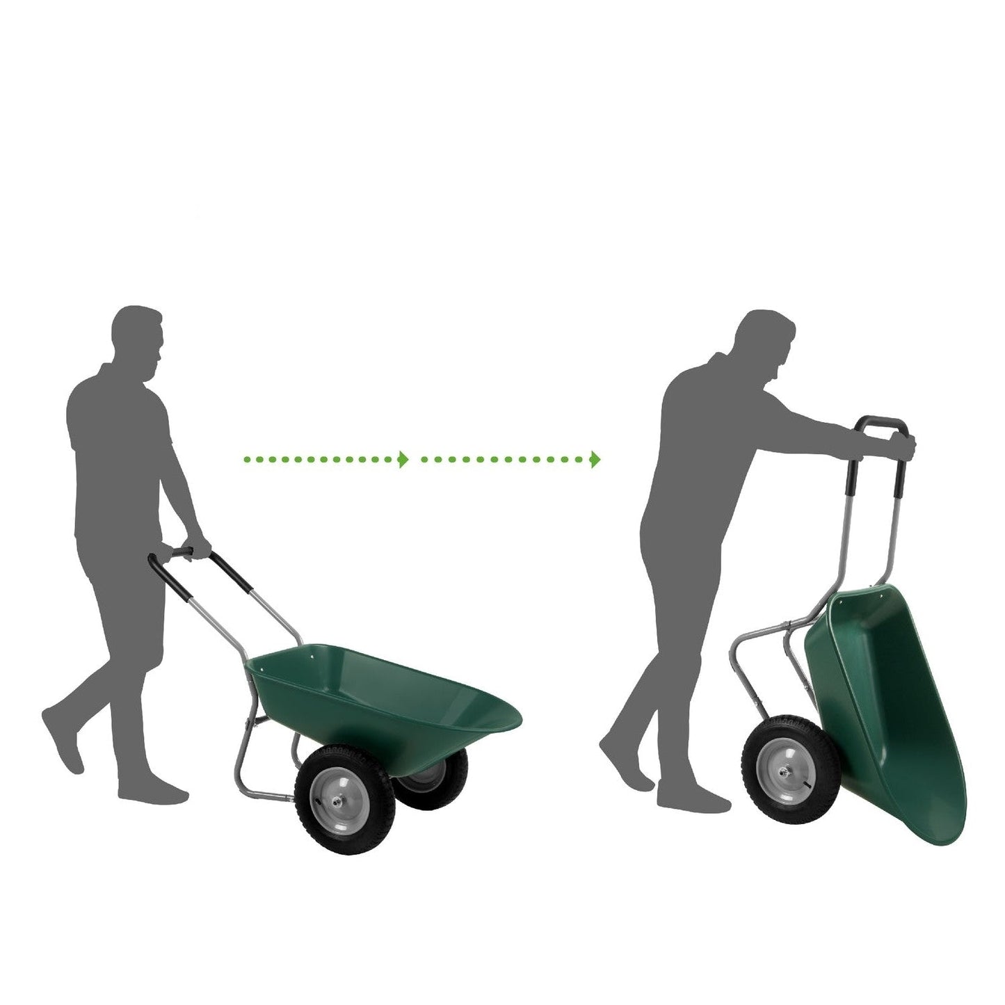 Outdoor > Gardening > Wheelbarrows Carts Wagons - Heavy Duty 2-Wheel Multipurpose Rust Proof Wheelbarrow - Green
